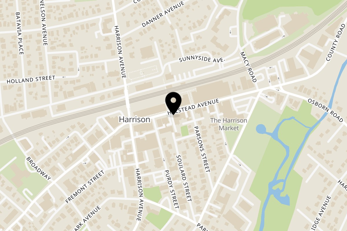 Map showing the location of The Pureganic Cafe on 305 Halstead Ave in Harrison